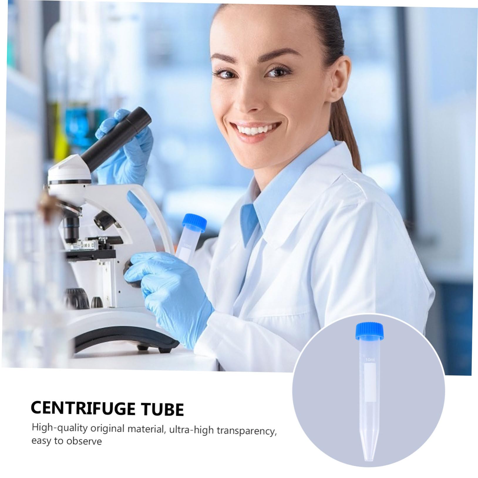 100 Pezzi Provette per Centrifuga in Plastica Trasparente da 10ml Tappo a Vite e Buona Tenuta per Test di Laboratorio e Biologia Molecolare