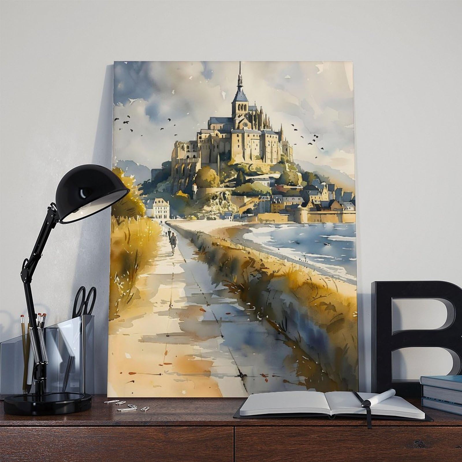 Amazon.com: Mont Saint Michel Watercolor Painting Wall Art Poster