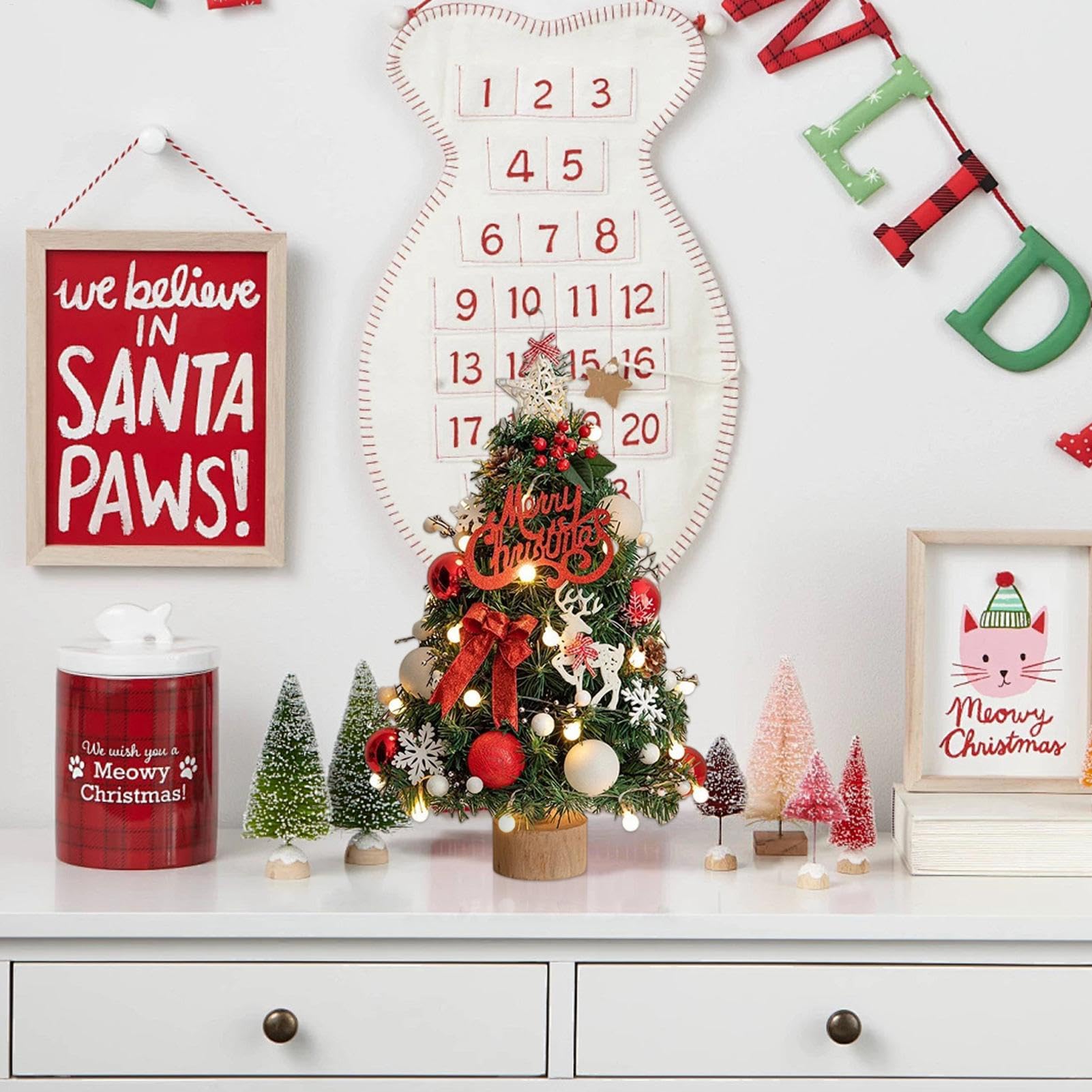 Árbol de Navidad Artificial con Luces arte artesanal 45 cm