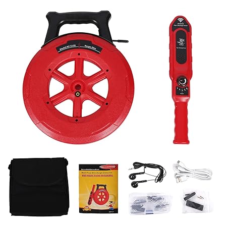 Yeipower Pipe Blockage Detector Locators-Sensor - Water Pipe Wall Scanner 30M Pipeline Detector Metal PVC Water Pipes Clogging Tool (30M)