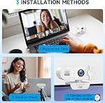 AOC 4k Webcam for PC with Microphone, Computer Camera with Noise Cancellation, Privacy Cover, 99° FOV, Plug & Play USB Webcam for Streaming, Conferencing, Skype, Facetime, Laptop, PC, Skype White