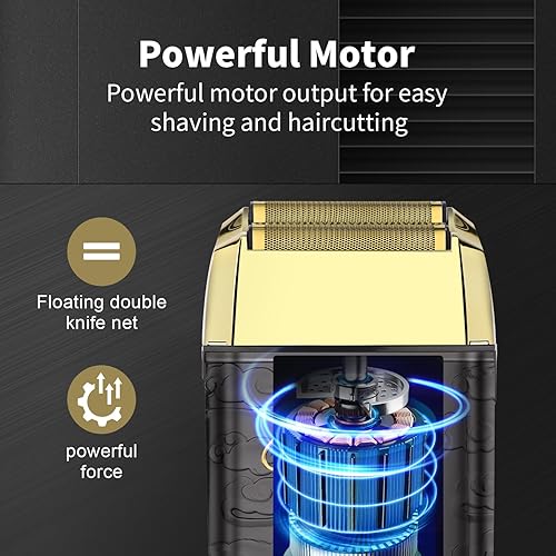 Miniatura 6 de HIENA PRO Afeitadora profesional de papel de aluminio para hombres, recortadora eléctrica doble, recortadora de precisión inalámbrica de cabeza