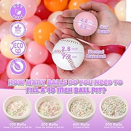 GOGOSO Ball Pit Balls for Toddler, Baby Plastic Playballs Kids Soft Pastel Pelotas Non-Toxic BPA-Free 3pink+Orange+Yellow, 50 Balls