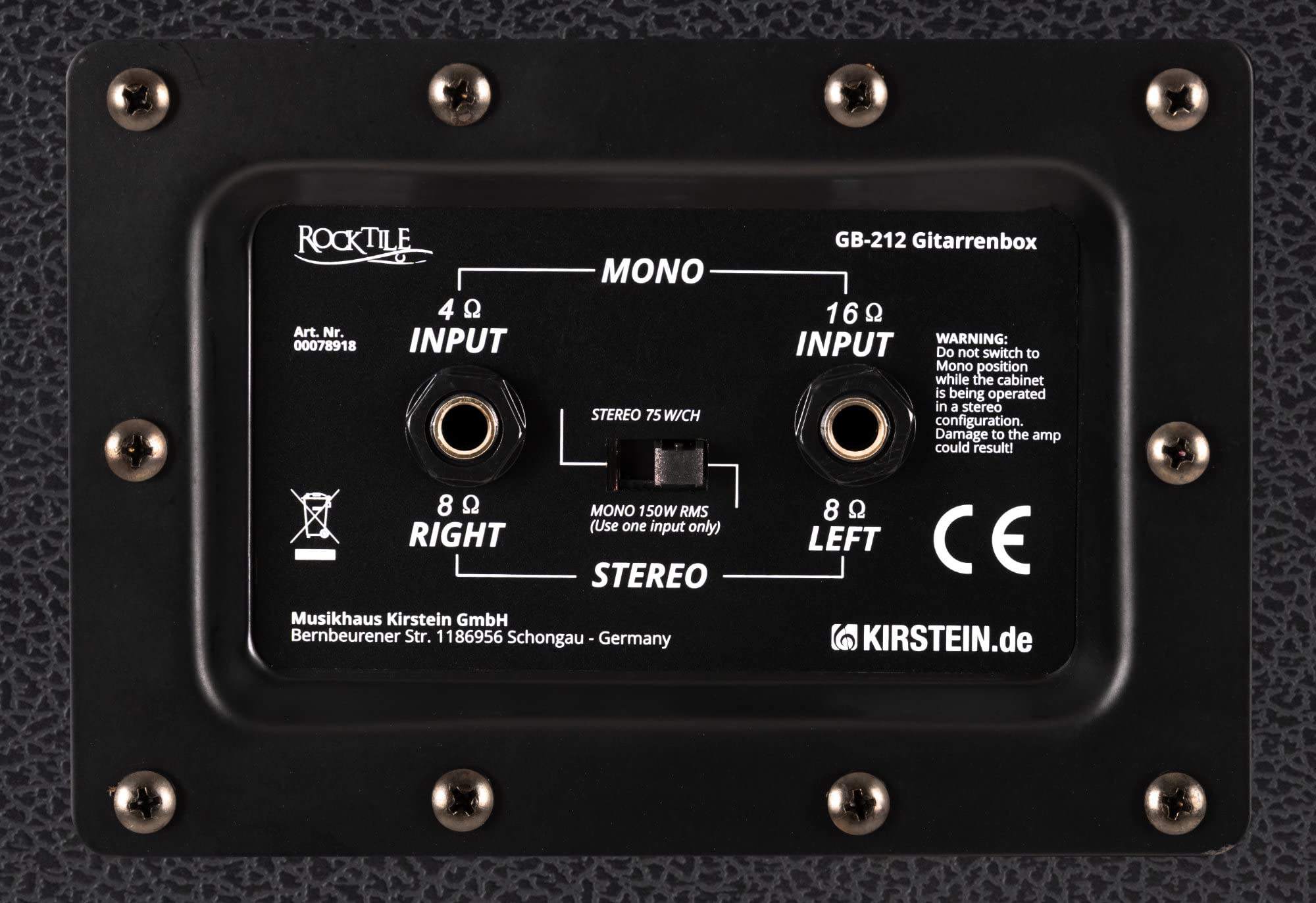 Rocktile GB212 Cassa per Chitarra - Cabinet per testate chitarra elettrica - 2x 12" speaker - Impedenza: 4, 8 o 16 Ohm - Potenza: 75 Watt Mono / 150 Watt Stereo - Ruote staccabili - Nero