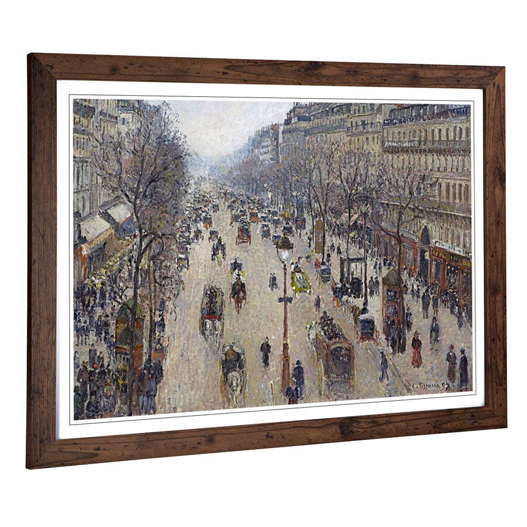 Big Box Art Framed Print of Camille Pissaro Boulevard Montmarte Design | Wall Art Picture | Home Decor for Kitchen, Living Room, Bedroom, Hallway, Walnut, A2 / 24.5x18 Inch / 62x45cm