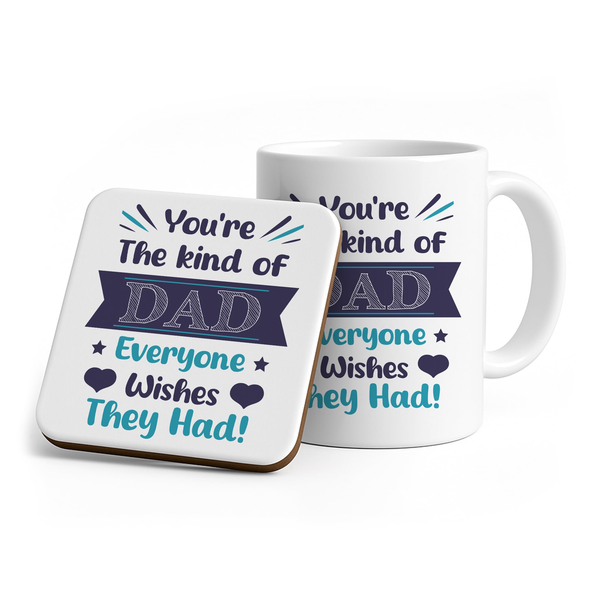 RED OCEAN Fathers Day Mug and Coaster Set Gifts for Dad from Daughter Son, Funny Mug Dad Birthday Gifts for Men, Presents for Father's Day, Happy Fathers Day