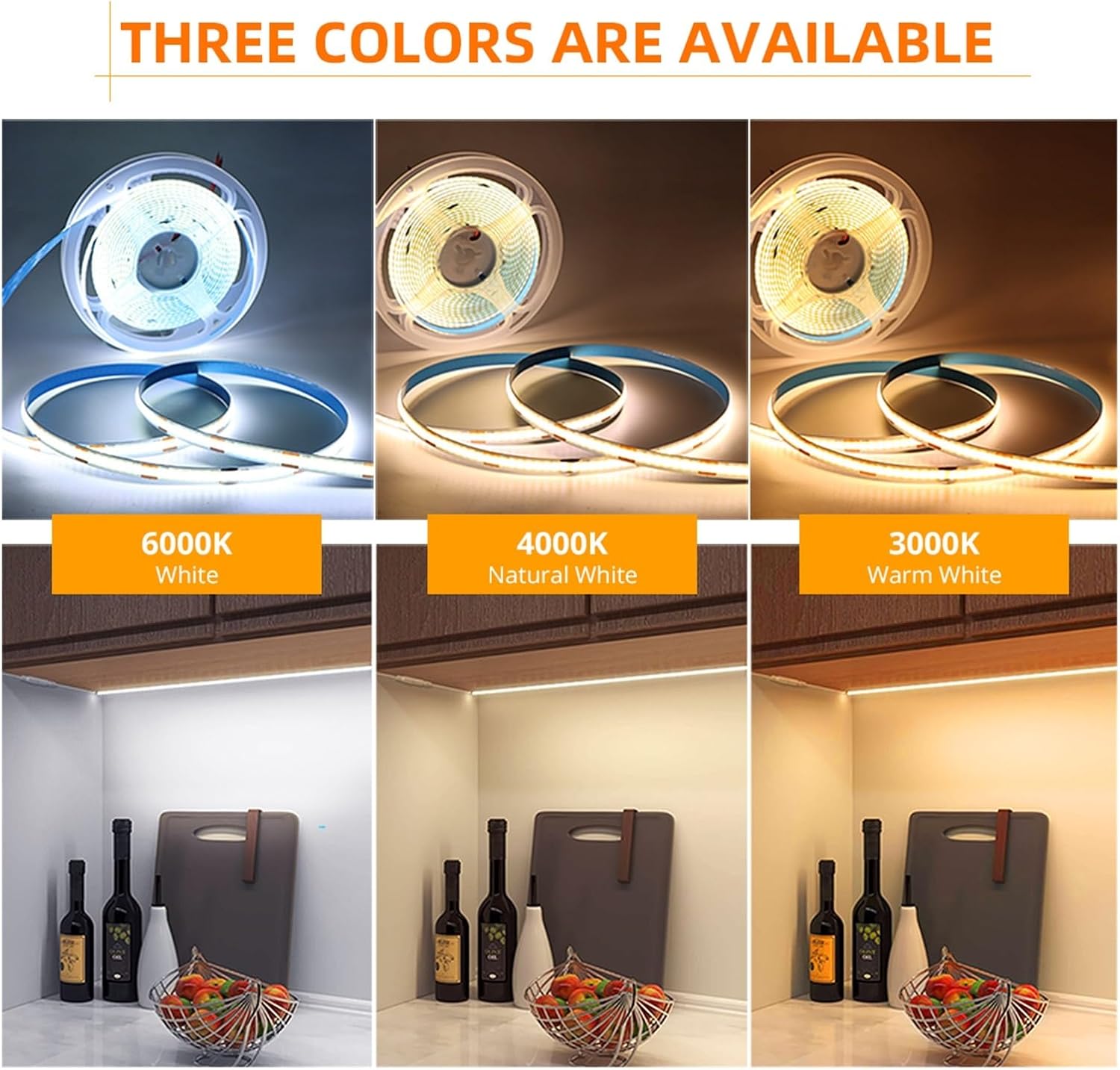 USB COB LED Strip 3mm 5mm 8mm Width 12V 320LEDs Flexible LED Strip Light with Adhesive High Density Linear Lighting(Natural White,5V 3MM DC Wire_2M)