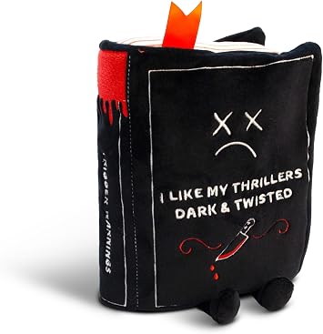Punchkins Book Plushie - I Like My Thrillers Dark & Twisted, Gift for Book Lovers, Silly Plush Toy for Gifting