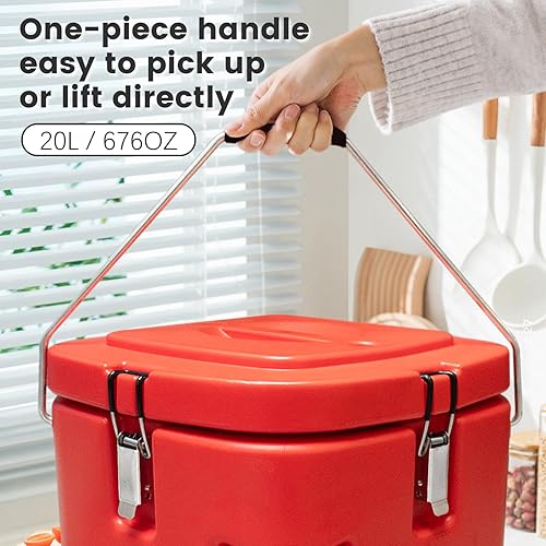 Miniatura 6 de Contenedor de sopa aislado comercial calentador de alimentos, enfriador de bebidas aislado de 5 galones, caja caliente de 21QT para catering,