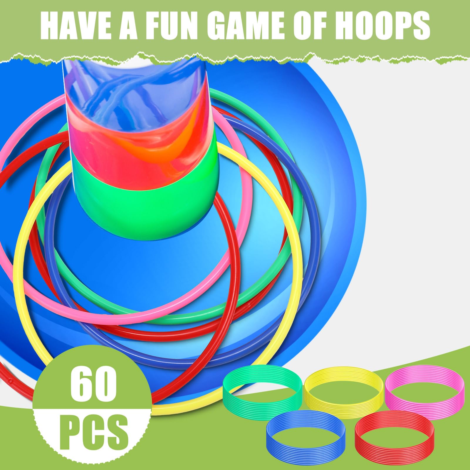 Snapklik.com : Wettarn 60 Pcs Large Plastic Ring Toss Multicolor ...