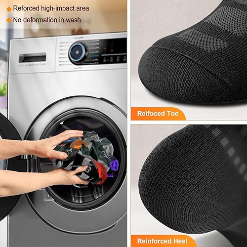 Miniatura 6 de KEMISANT Calcetines de correr para hombre, 6 pares, calcetines de compresión atléticos acolchados para hombre, soporte para caminar y arco