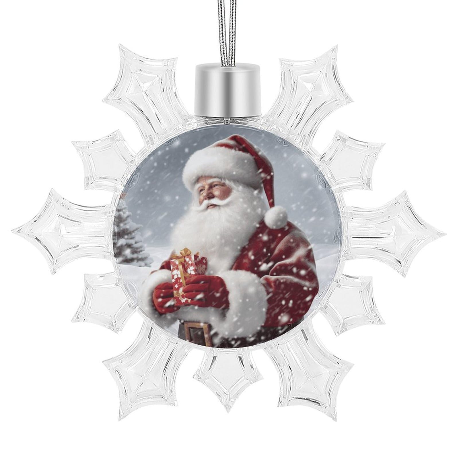 Santa Claus Snow Secenry Snowflake Ornaments Cute Snowflake Pendant Exquisite Christmas Tree Ornaments for Christmas Weddings New Year Birthday Holiday Celebration