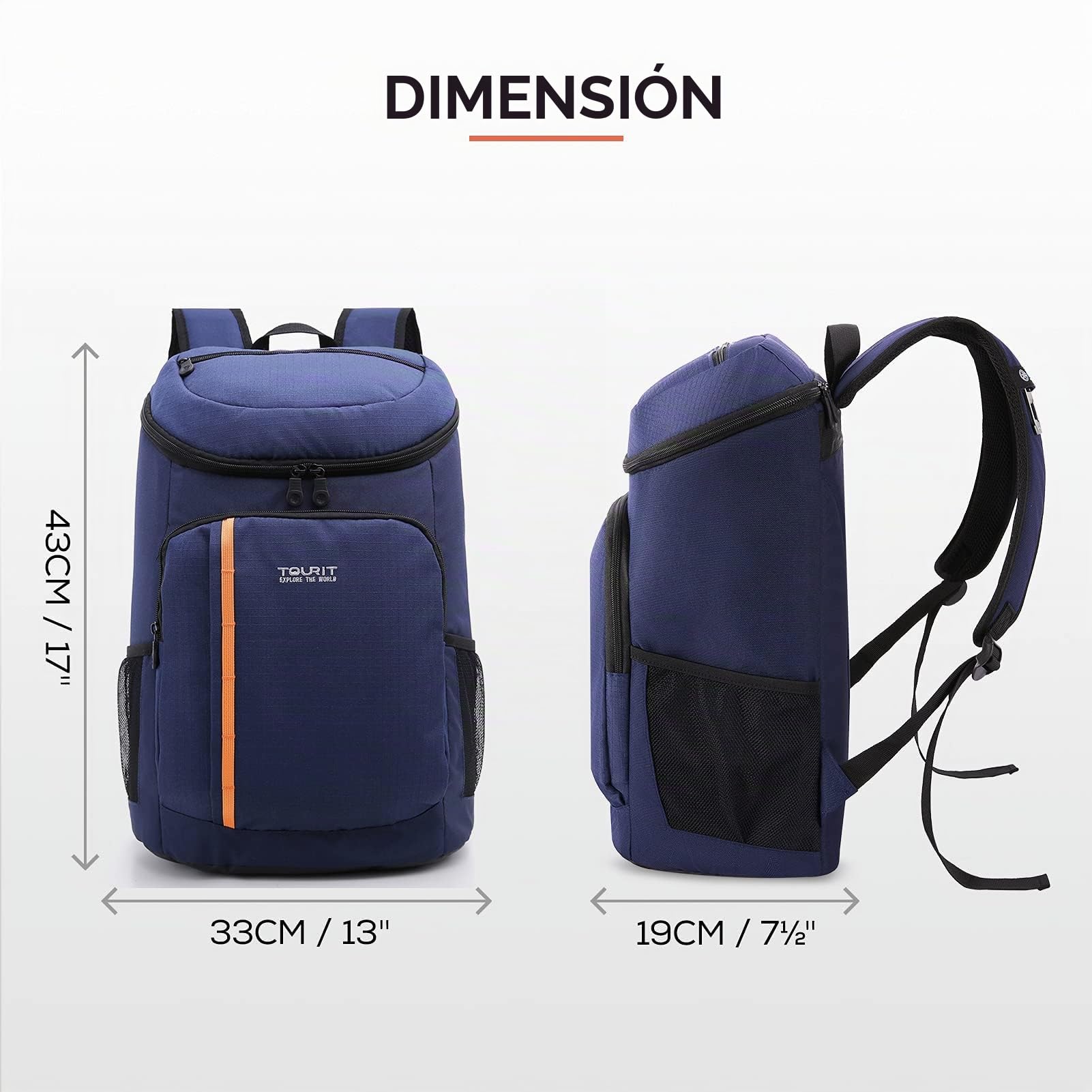 TOURIT Mochila Nevera Térmica con abridor de Botellas Ligera y de Gran Capacidad para Hombres y Mujeres, para picnics, Senderismo, Playa, Parque o Viajes en el día de la Familia