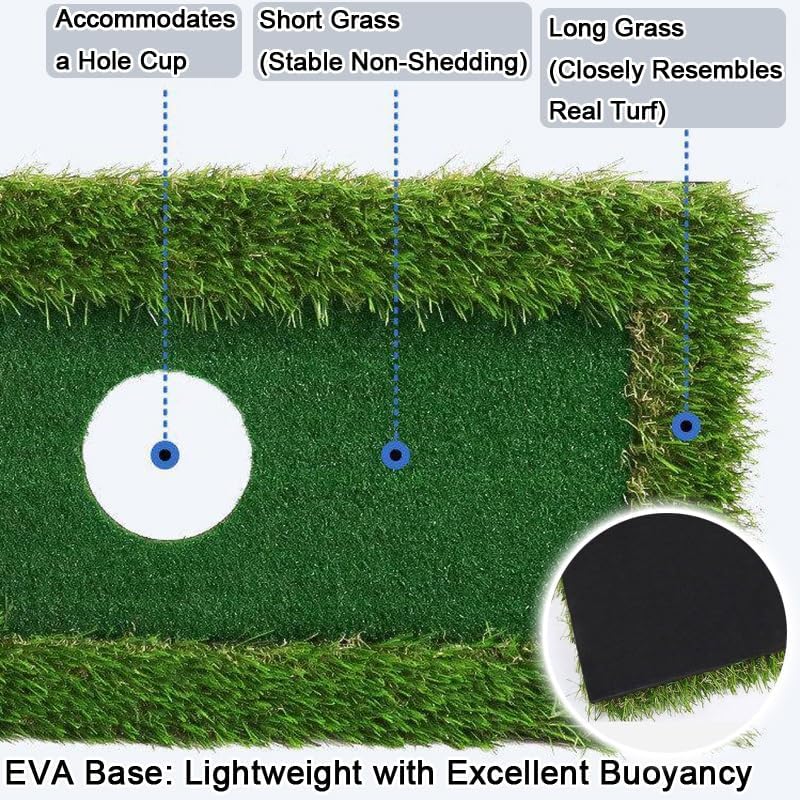Floating Golf Green, Outdoor Putting Mats Training Accessories, Pool Golf Game with Flag and Tee for Outdoor Indoor Swimming Pool