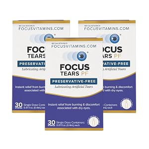 Focus Tears PF Preservative Free 30 Single Use Vials Lubricating Artificial Tear Eye Drops Instant Relief from Discomfort