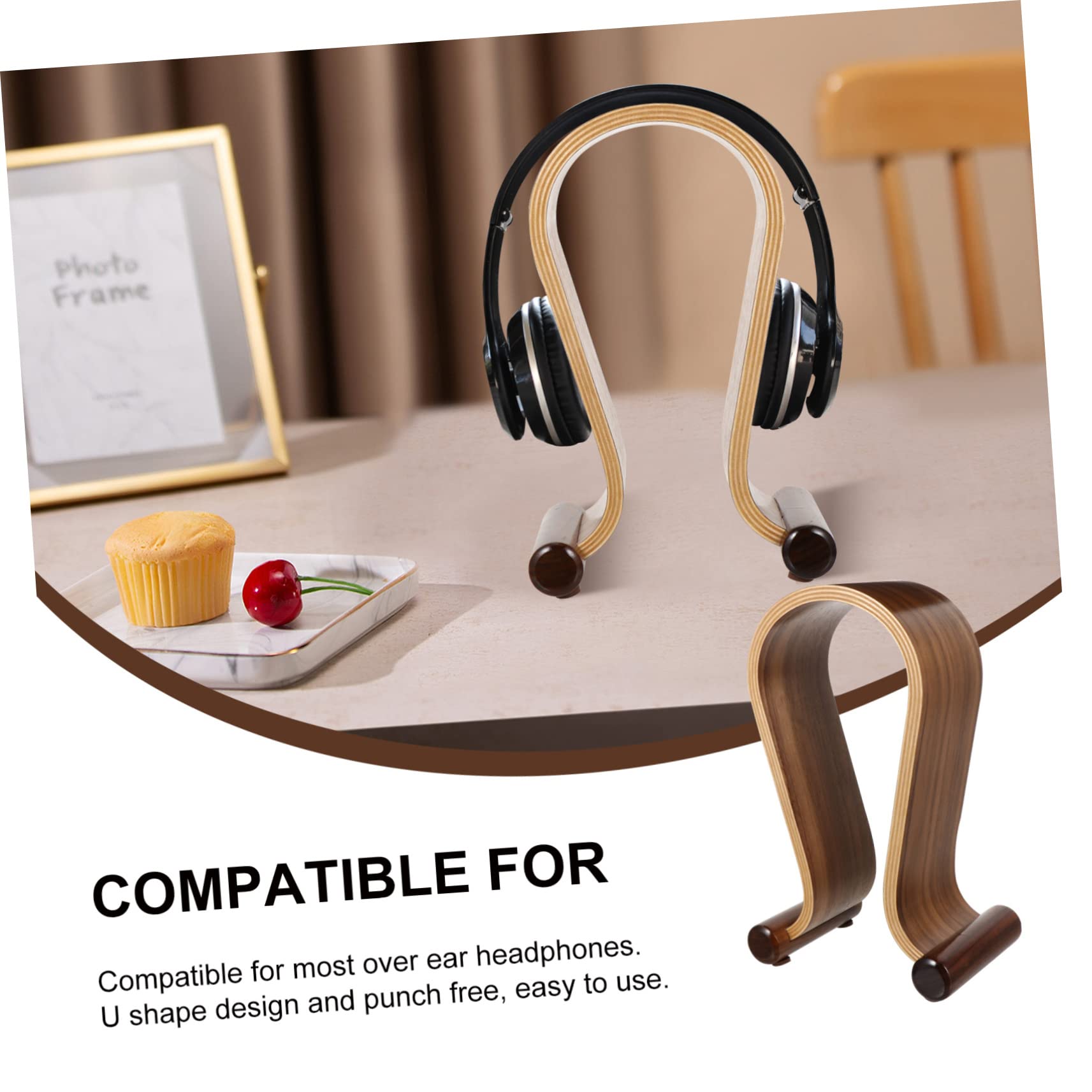 Veemoon Soporte De Auriculares De Madera Estante De Exhibición Para Auriculares Diseño u Organizador De Escritorio Estéreo y Gaming