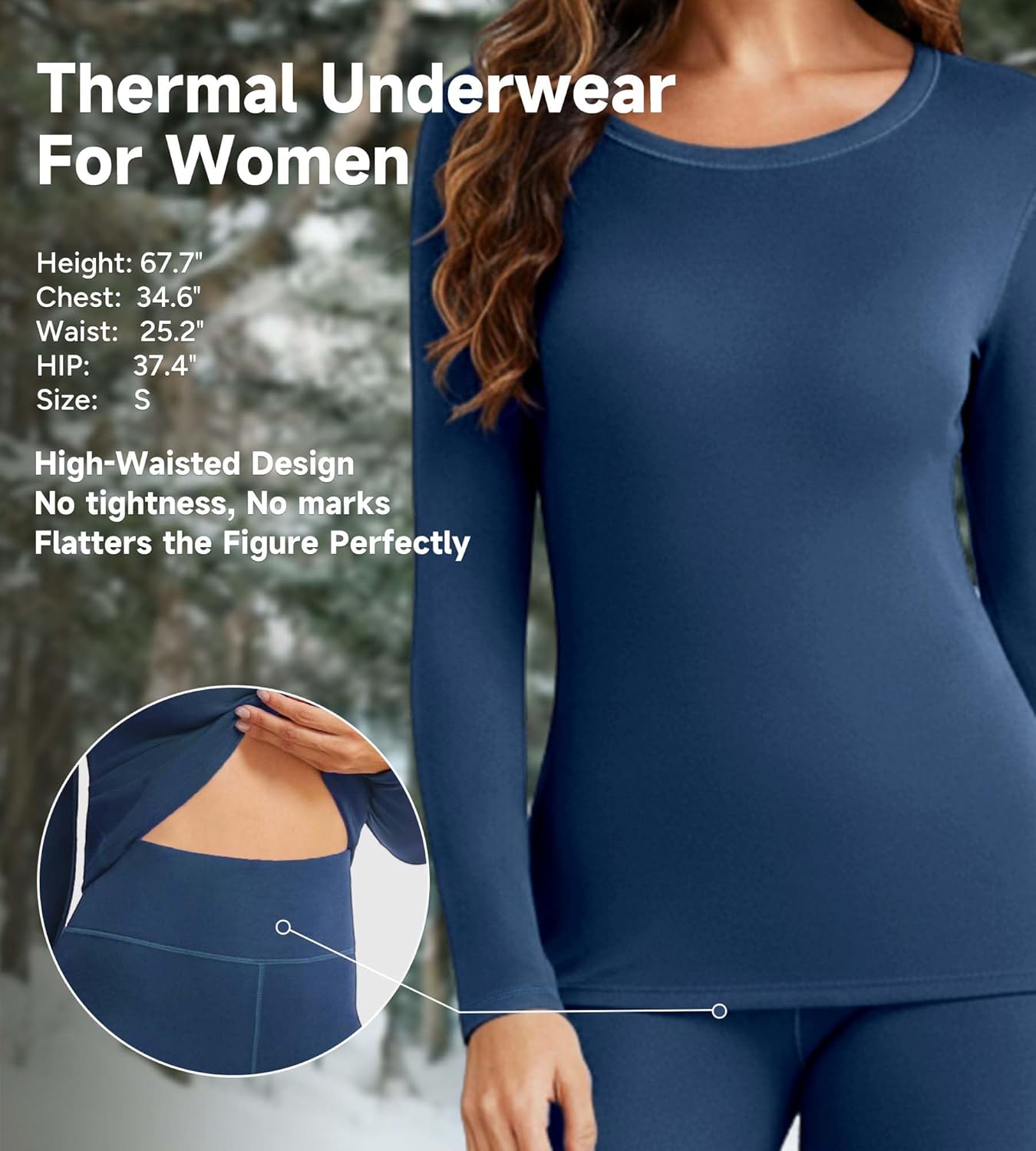 SHARICCA Thermal Underwear Set for Women Fleece Lined Long Johns Lightweight Base Layer Winter Pajamas Shirts & Bottoms - Image 4