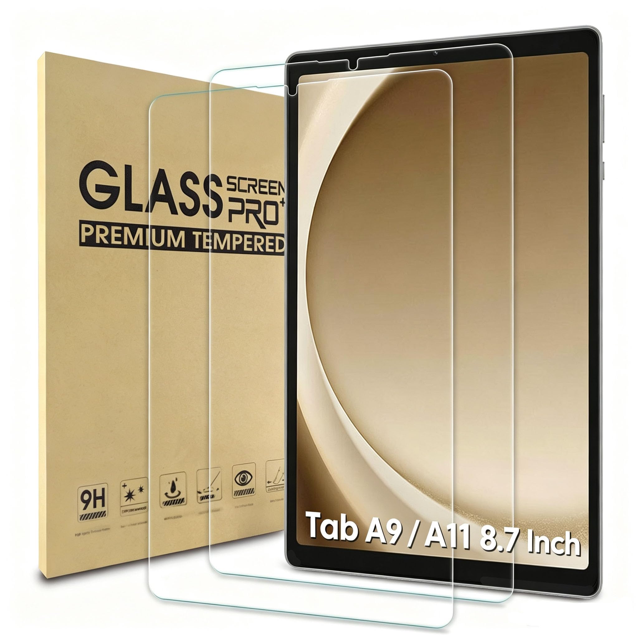 WD&CD 2-pak ochraniaczy ekranu kompatybilnych z Samsung Galaxy Tab A9 20.3 cm, zamiennik folii ze szkła hartowanego do Galaxy Tab A9 20.3 cm, odporne na zarysowania, odporne na pęcherzyki powietrza,