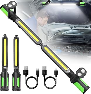 SYLSTAR 2400LM Rechargeable Magnetic Underhood Work Light with Hooks, 4400mAh Battery for Mechanics, Garage, Car Repair & Emergency