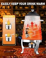 Vista 5 de Urna de café con soporte para combustible, dispensadores de bebidas de acero inoxidable de 3.5 galones/13L para café, té, agua caliente, dispensador