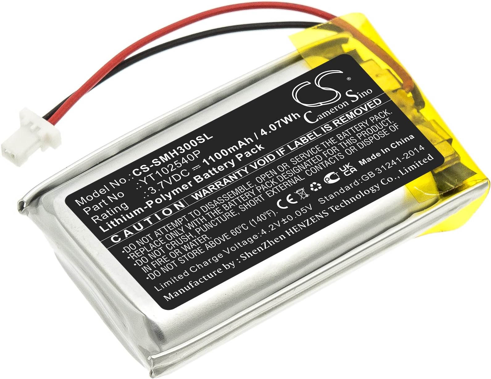 1100mAh/3.7V Replacement Battery for Sena SP46 50S YT102540P