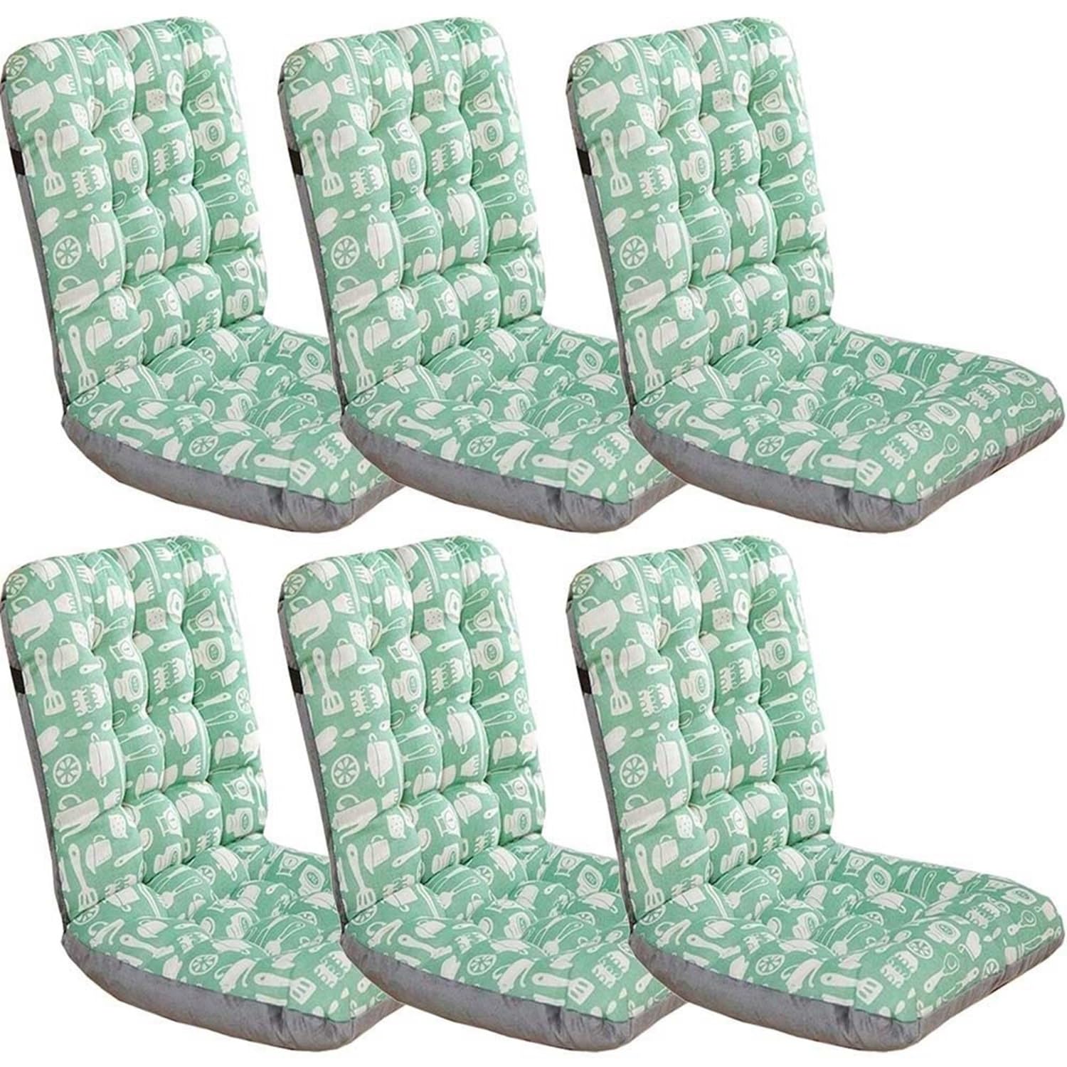 Cojines ergonómicos para silla juego de 6 con respaldo antideslizante lavable para jardín