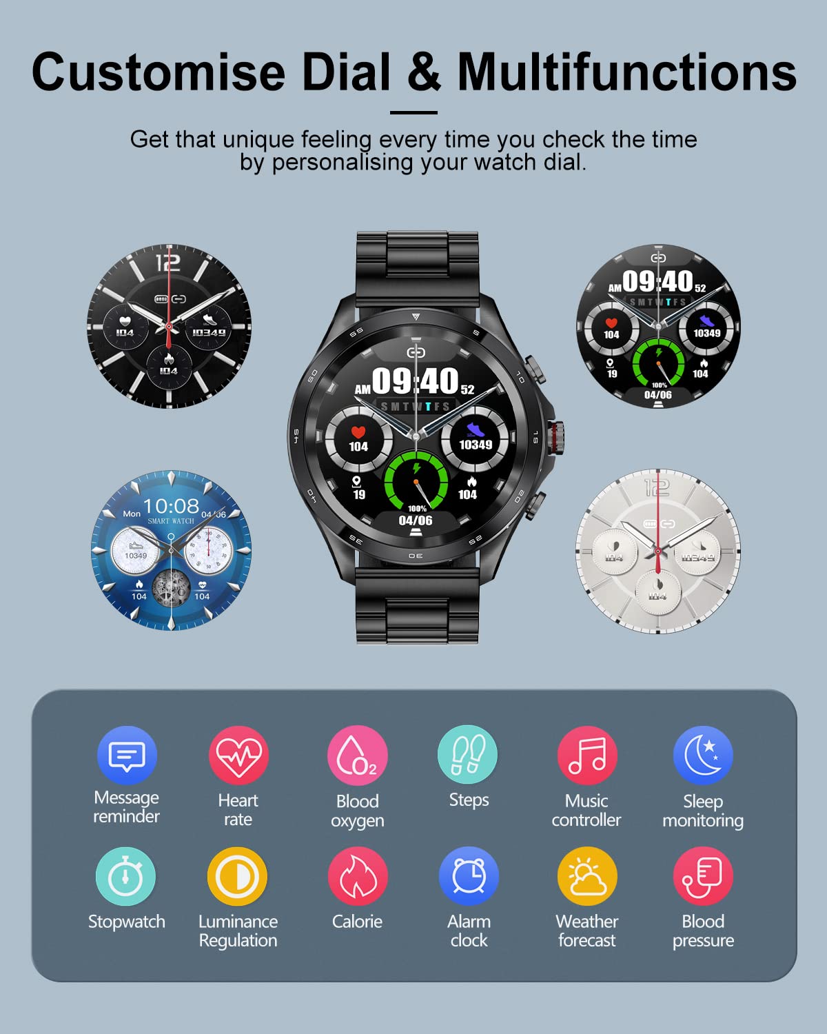 LIGE Montre Connectée Homme 1.32" Appel Bluetooth Etanche Fréquence Cardiaque Sommeil Podomètre Calorie Android iOS