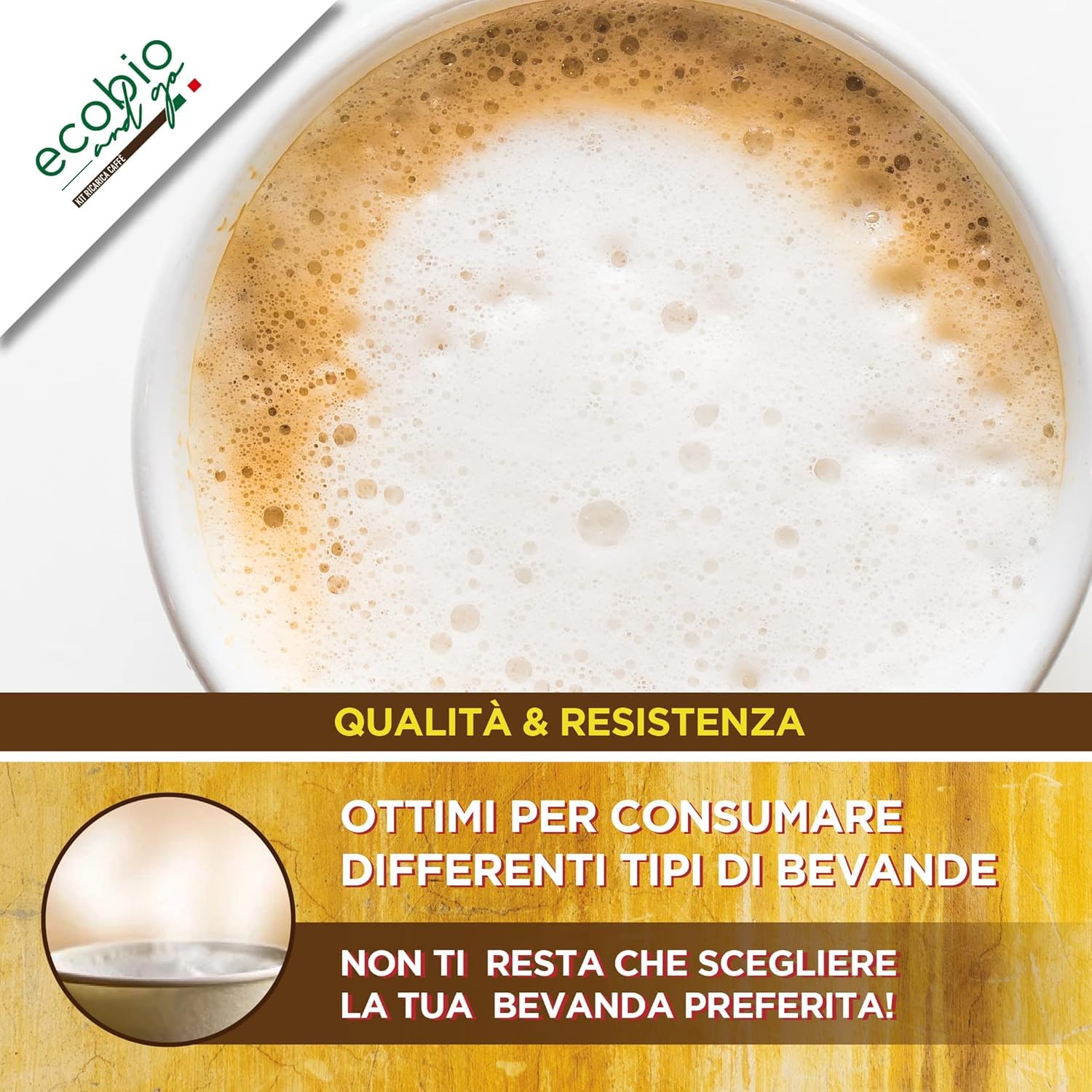 Ecobio and Go - 1000 Bicchieri Acqua di Carta 200ml, Bicchieri Cara Biodegradabili e Compostabili, Bicchieri Monouso Senza Plastica Per Te' e Caffè, Bianchi