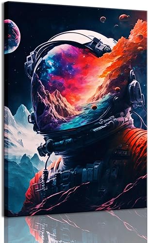 Miniatura 1 de Arte de pared de astronauta abstracto, retro, póster de astronauta, colorido, universo fantástico, pintura espacial, impresiones de surrealismo,