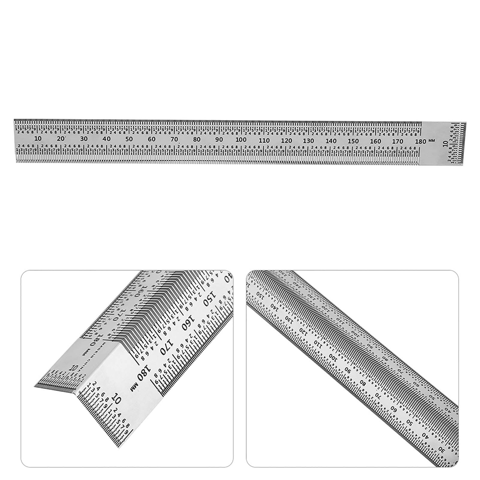 regla, Regla de ángulo trazado carpintería acero aleación 180 mm, escala fina transparente con precisión 0,25