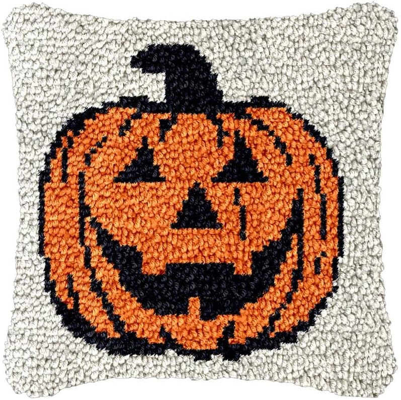 Kits de ganchos de pestillo, kits de fundas de almohada cuadradas de calabaza en fondo beige, gancho de pestillo, alfombra, tapete de almohada, kits