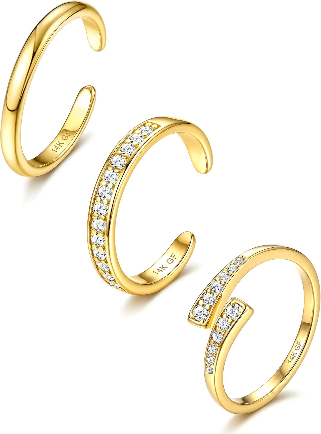 Kakonia 14K Gold Filled Toe Rings for Women Non Tarnish,Adjustable Open Band Toe Rings Trendy Set Dainty Flower CZ Waterproof Summer Beach Foot Jewelry for Women Vacation Gifts