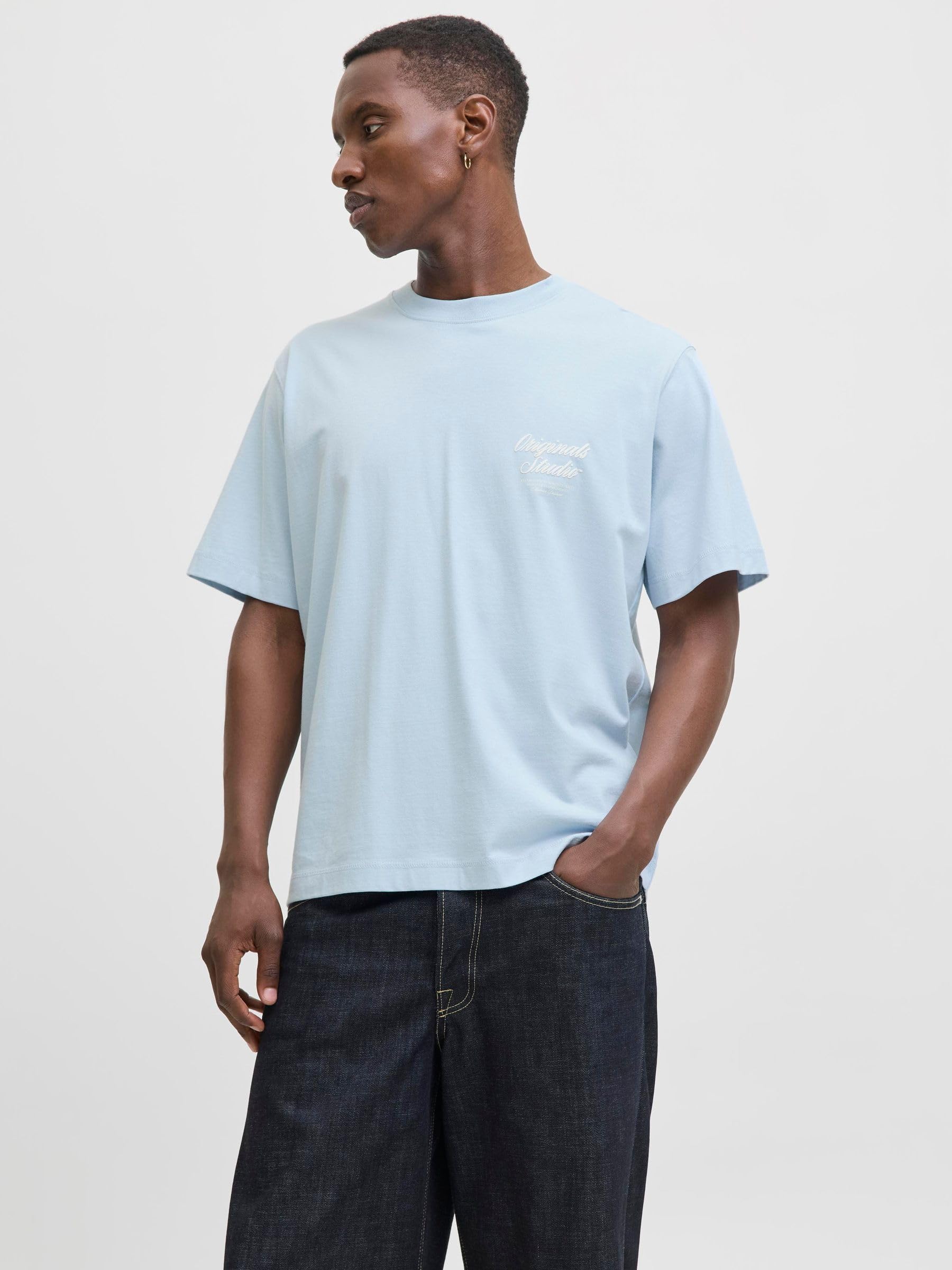 JACK & JONES Jornorrebro Typo Tee SS Crew Neck Noos, Skyway, L