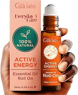 Gya Labs Active Energy Essential Oil Roll On - Blended with Energizing Lemon, Refreshing Peppermint Oil & More - 100% Pure...