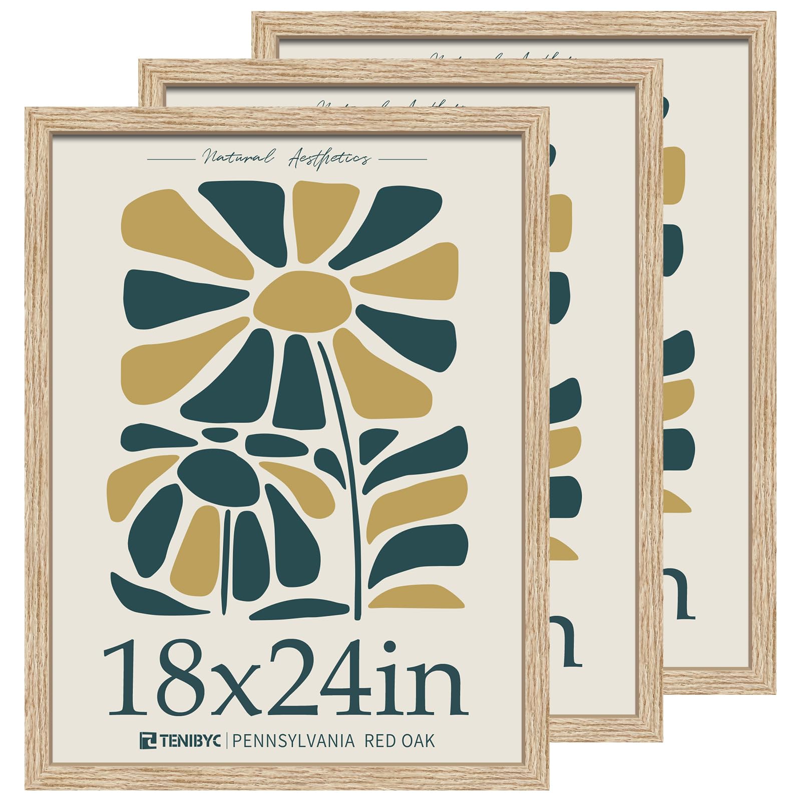 Amazon.com - TENIBYC 18x24 Oak Wood Poster Frame 3 Pack, Natural