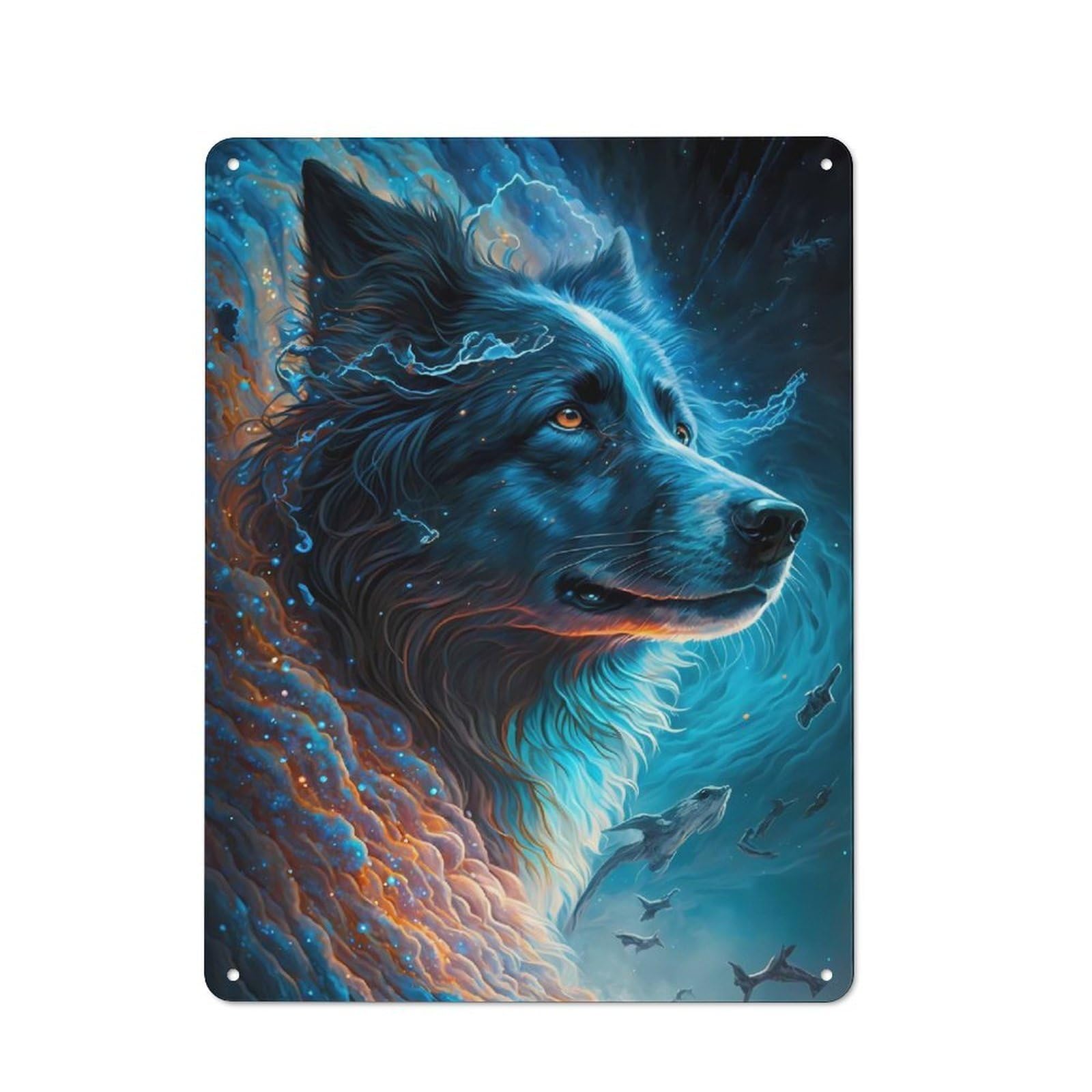 Junmoney Border Collie Dog-5 Decorative Metal Plaque With Border Collie Dog Design 40X30cm, Loft Style Loft Wall Plaque For Modern Home, Workshop, Office Or Cafe