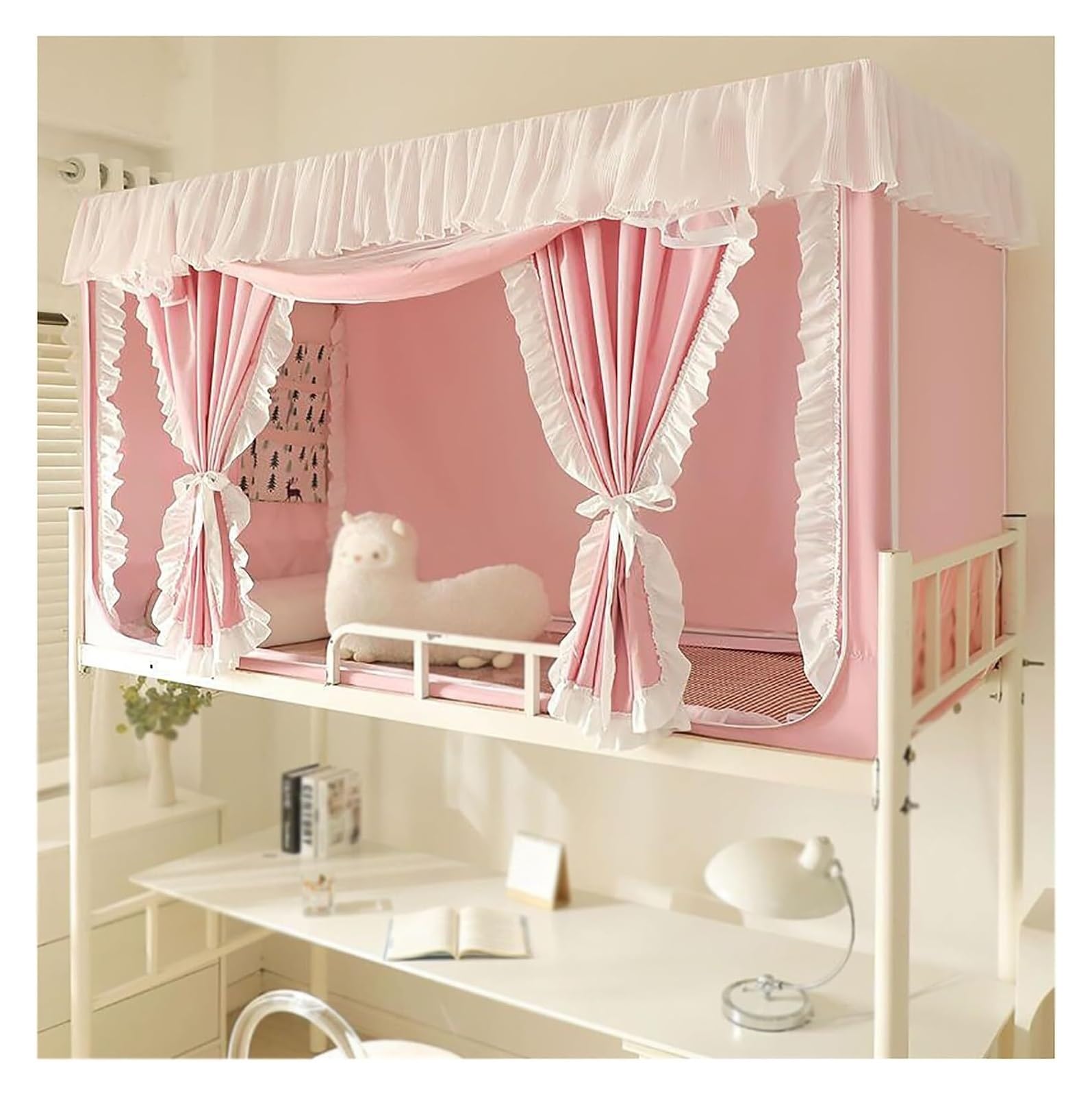 Dosel de red para cama de princesa ideal para crear un rincón de estudio y relax en el dormitorio