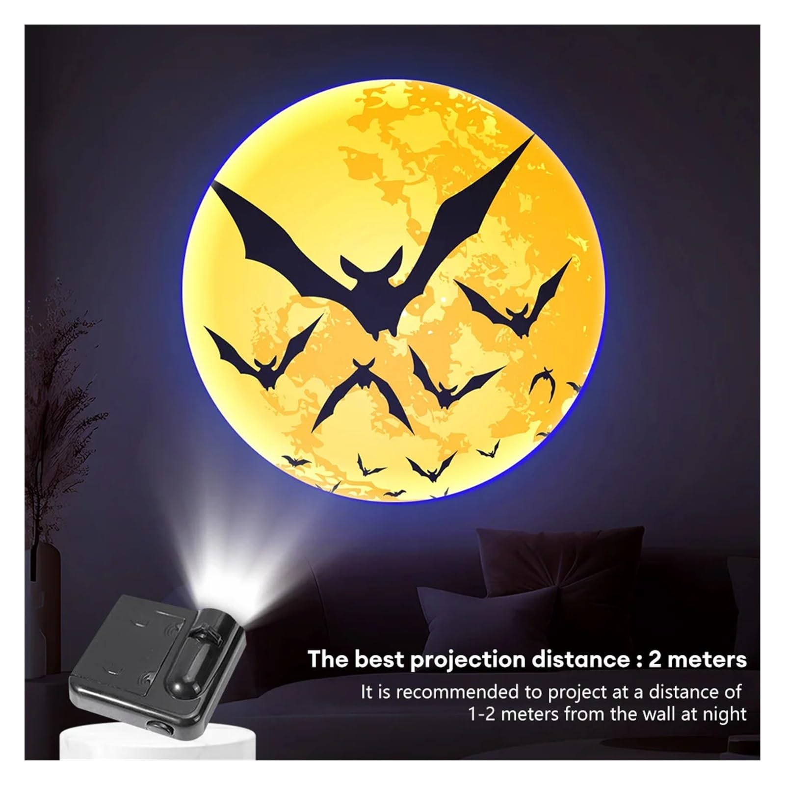 Projektor Weihnachten, Holloween Weihnachtsprojektionslampe mit Lichtblättern, Foto-Neuheit, Geister-Weihnachtsmann-Muster, Raumlichtprojektor, Atmosphärenlampe(White 12 Patterns)