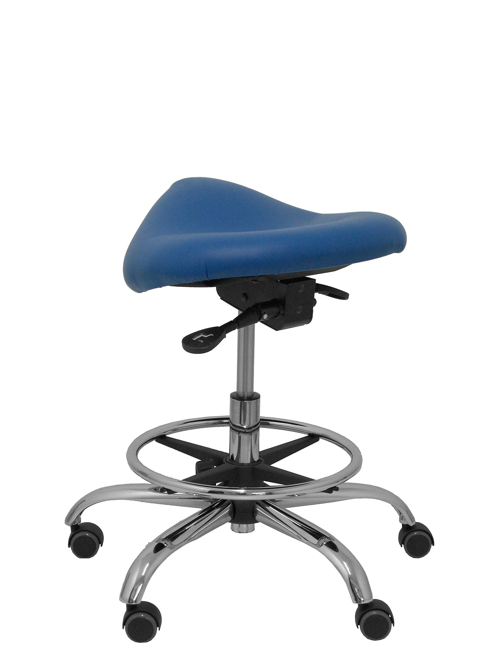 Piqueras y Crespo Taburete clínico, Piel, Azul, Talla Unica