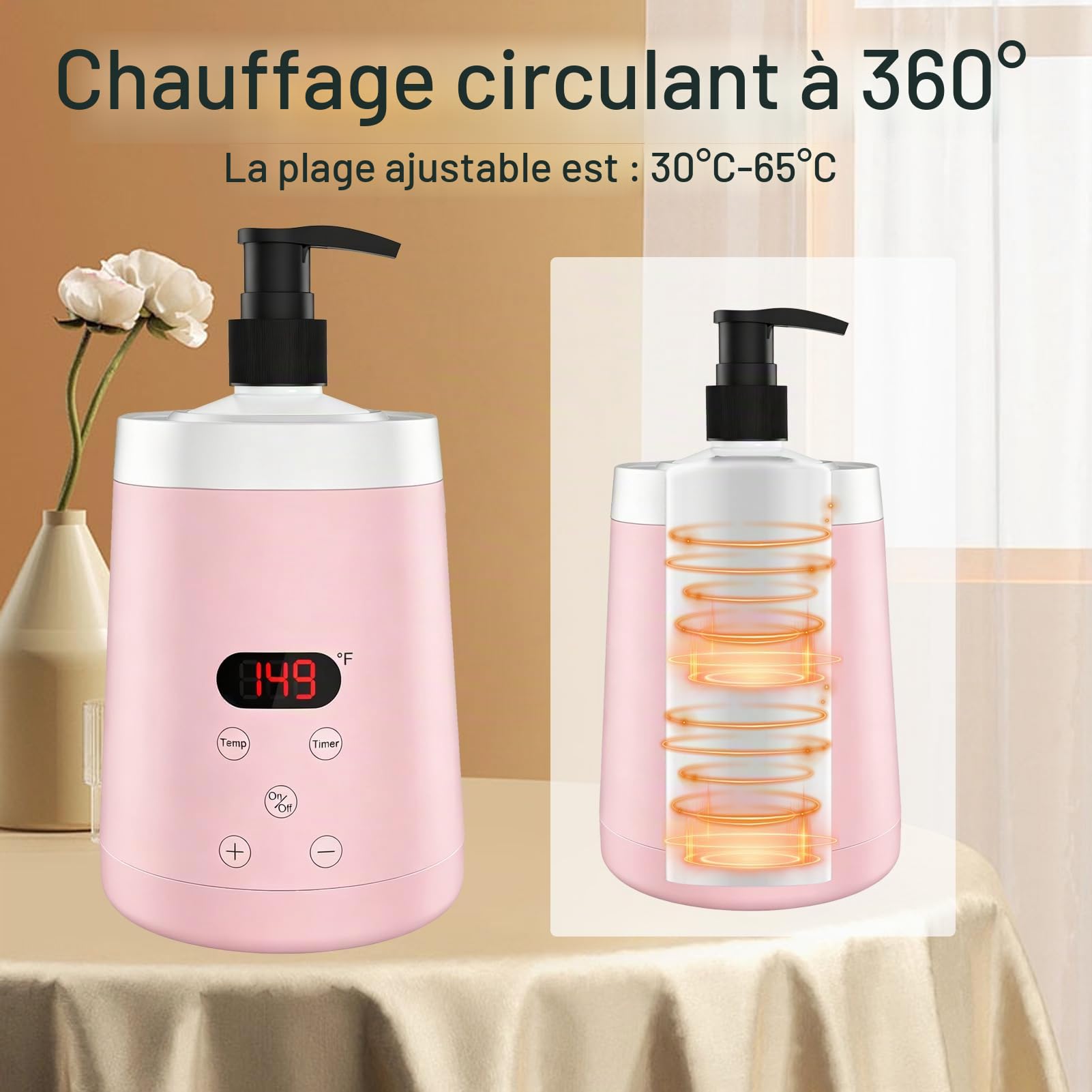 Chauffe-Huile de Massage Professionnel Réglable avec 2 Distributeurs et Affichage LED pour Spa