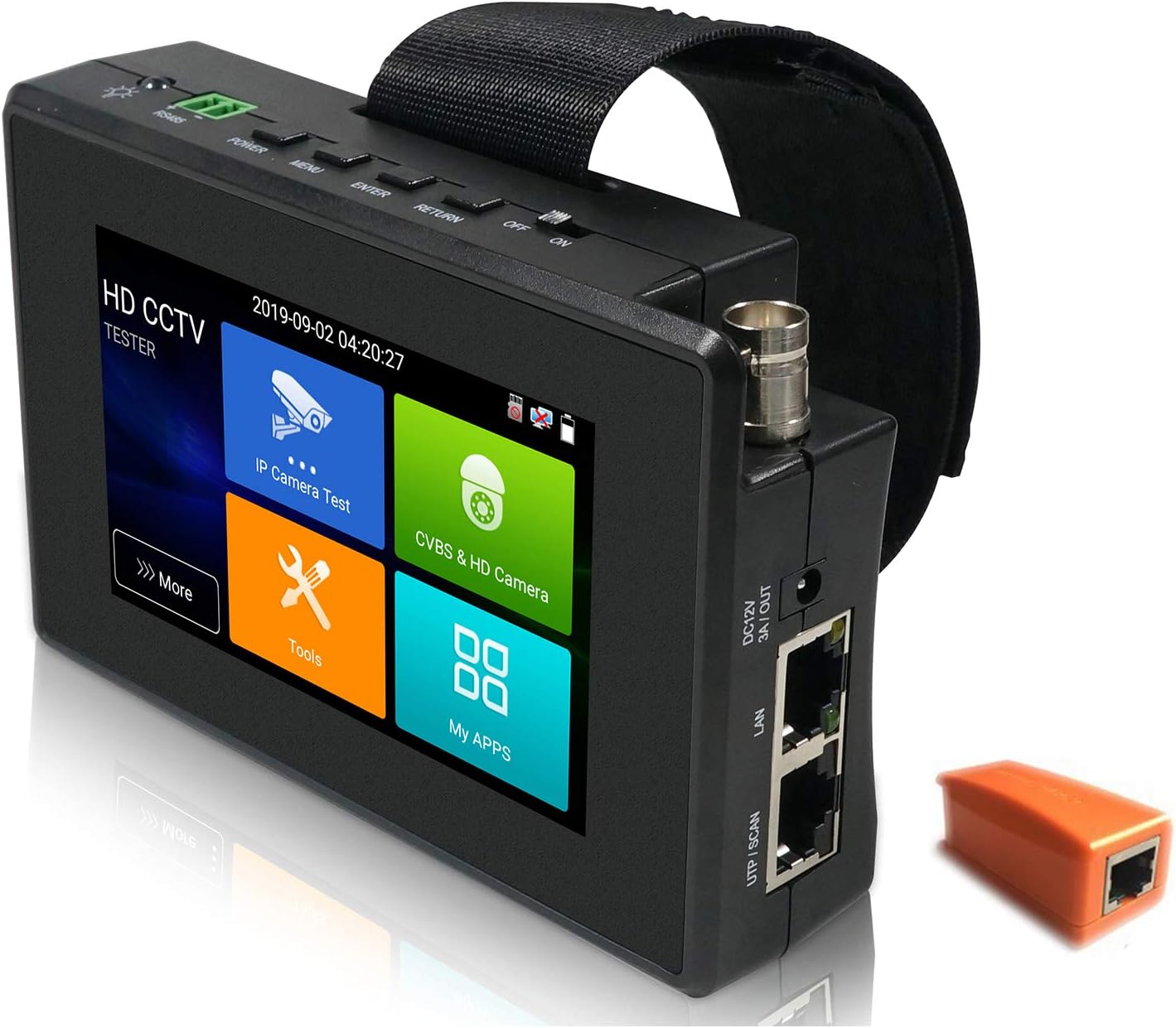 EVERSECU 5 in 1 CCTV Tester Support Upt to 4K IP Camera & 720P/1080P/3mp/4mp/5 Megapixel AHD, TVI, CVI & CVBS Analog Camera, Security Video Monitor with 4" Touch Screen, POE Out, WiFi Test, PTZ Test