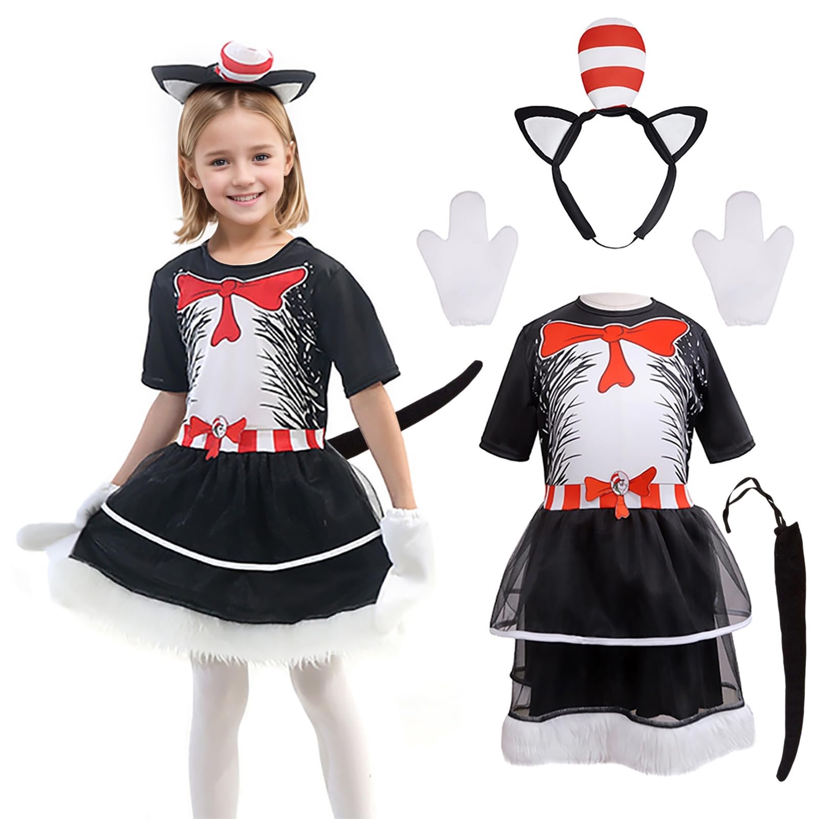 Raveparty Black Cat Costume, Black Cat Dress, Book Character Costumes for World Book Day (Black, S)