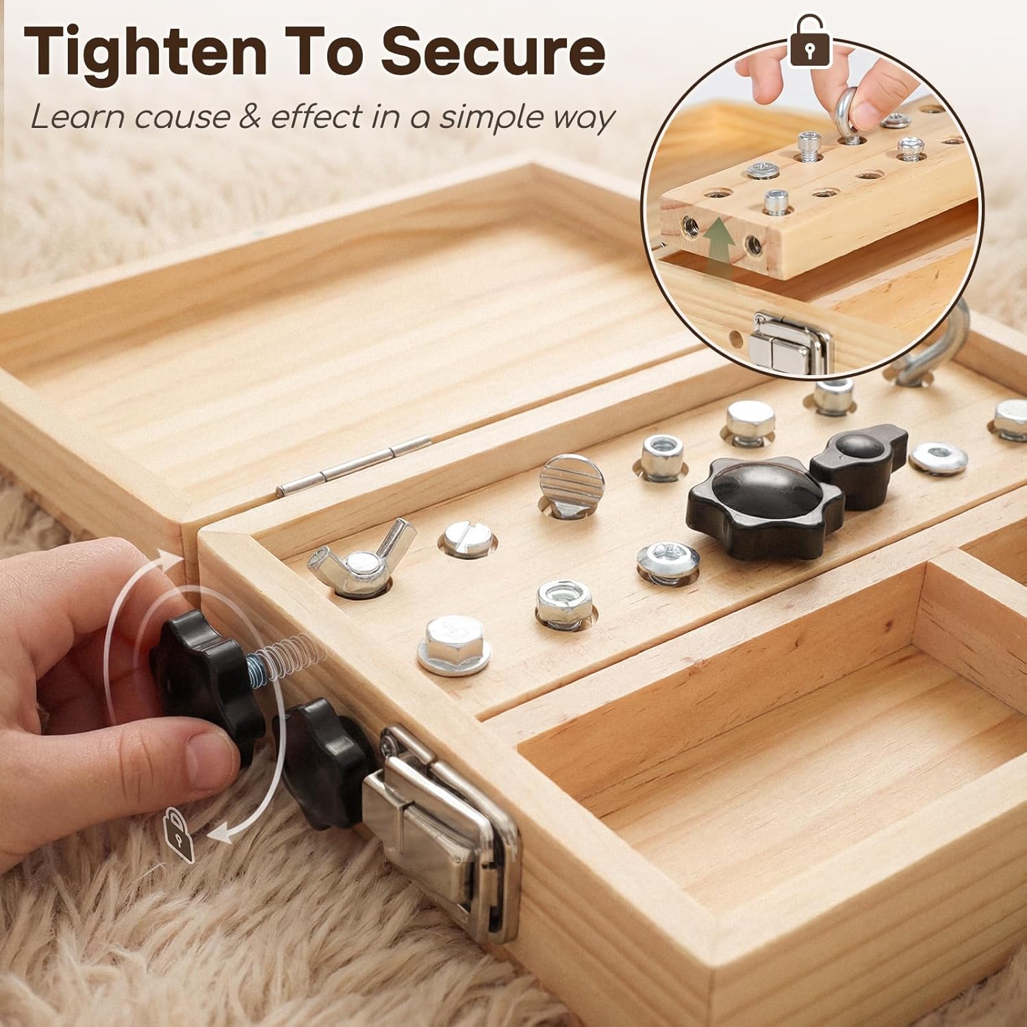 Lehoo Castle Montessori Screwdriver Board Set, Wooden Busy Board with Lock and Key, Kid Tool Set Montessori Toys for Toddlers 3-5, Preschool Learning Fine Motor Skills Toys Sensory Gift