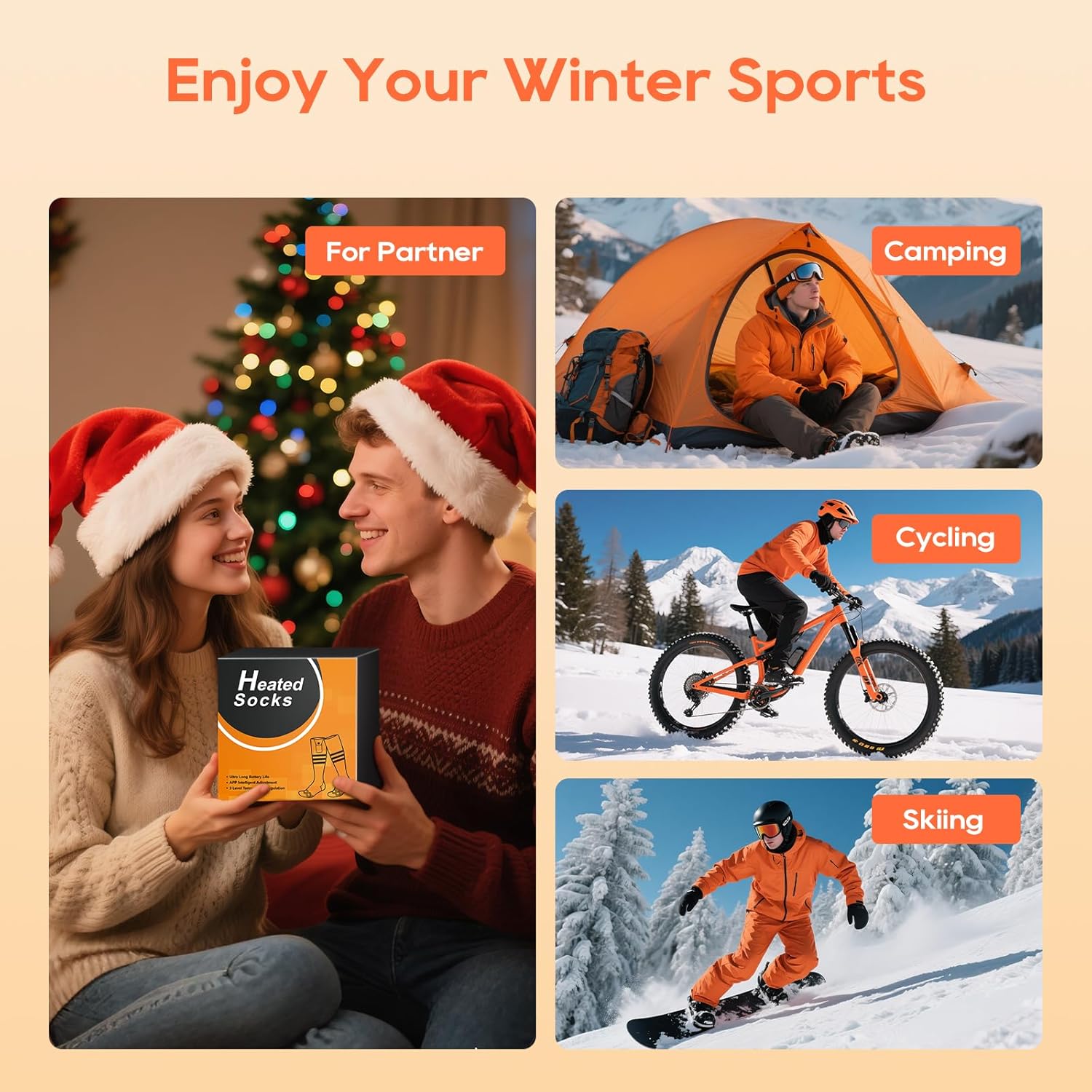 Heated Socks, APP Control Electric Heated Socks for Men Women, Rechargeable Battery Powered Warm Socks, Washable Thermal Socks Foot Warmer for Winter Hunting Skiing Hiking Camping - Image 6