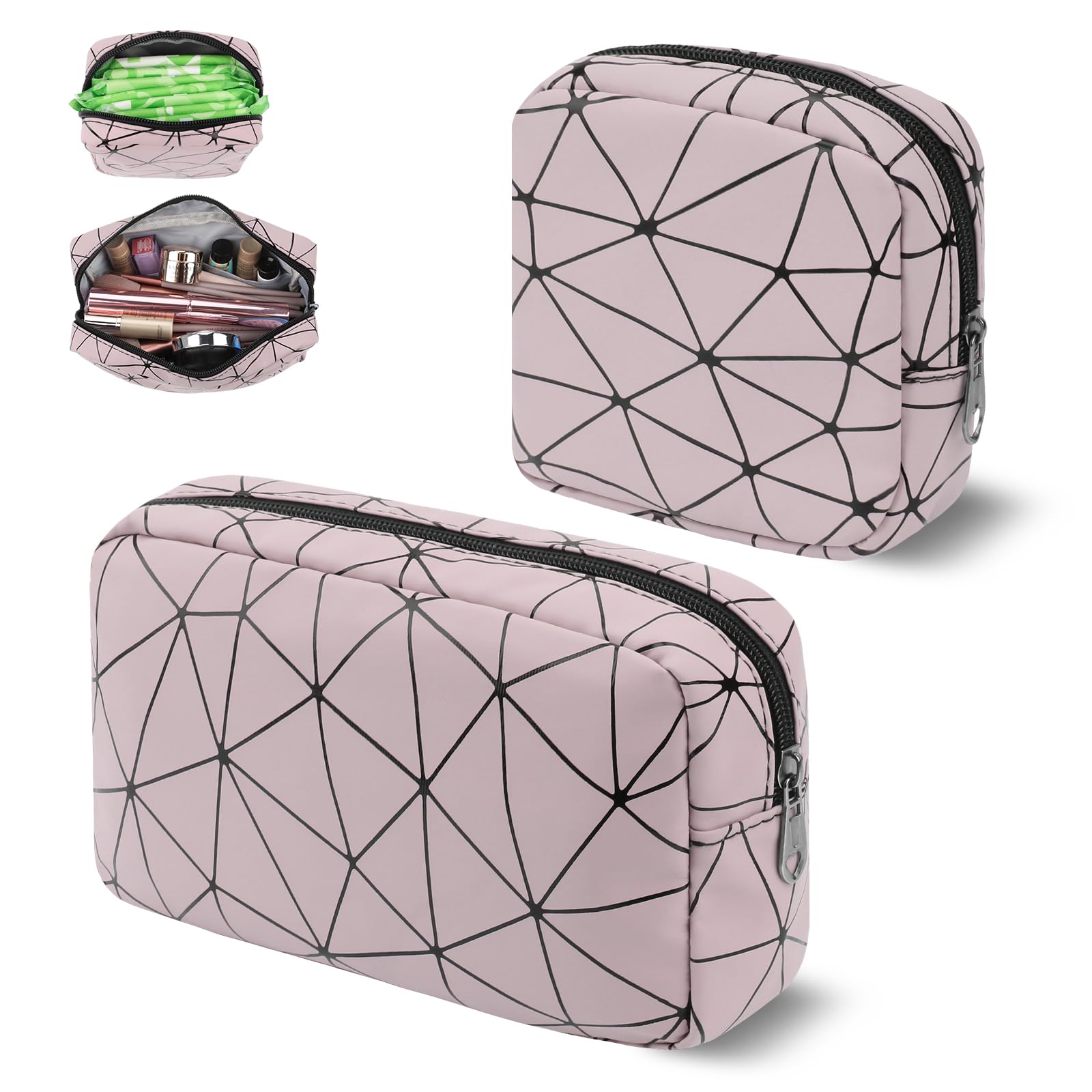 Likesing Period Bag for Teen Girls, Leather Sanitary Napkin Storage Bag, Portable Menstrual Pad Bag Period Pads Pouch, Small Make Up Bags