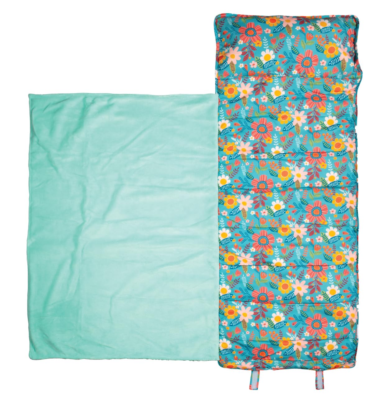 Stephen Joseph, Toddler All Over Print Nap Mat with Soft Blanket and Removable Pillow for Boys & Girls, Kids Sleeping Bag for Elementary, Daycare, Preschool with Carry Handle, Turquoise Floral-image-44