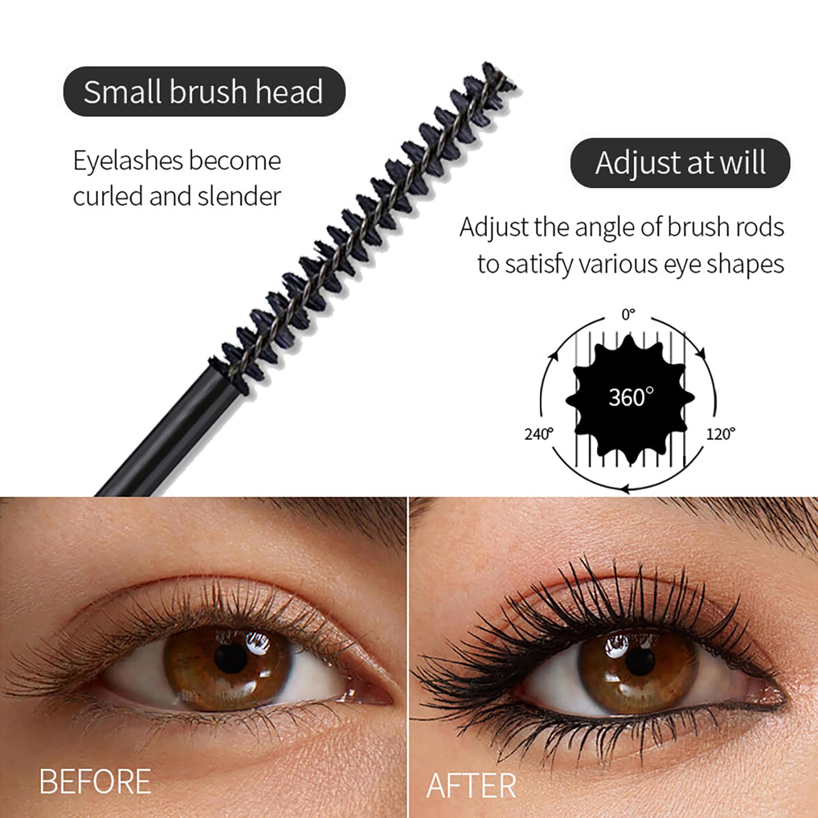 Waterproof Ultra Fine Mascara Lengthens, Thickens & Catches Tiny Eyelashes - Ideal for Fine and Short Lashes - Skinny, Black Mascara - Image 4