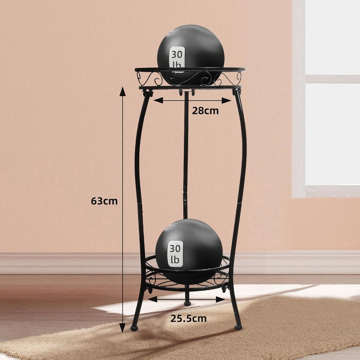 2 Pack Plant Stand Indoor Outdoor 2 Tier 27" Tall Metal Potted Holder Rack Flower Pot Stand Heavy Duty Plant Shelf Rustproof Iron Multiple Plant Round Supports Rack for Planter Corner Garden