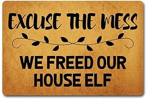 WELCOME DOORMAT ELF PRINT TOP HOME DECOR EXCUSE MESS FREED HOUSE 23.6*15.7IN