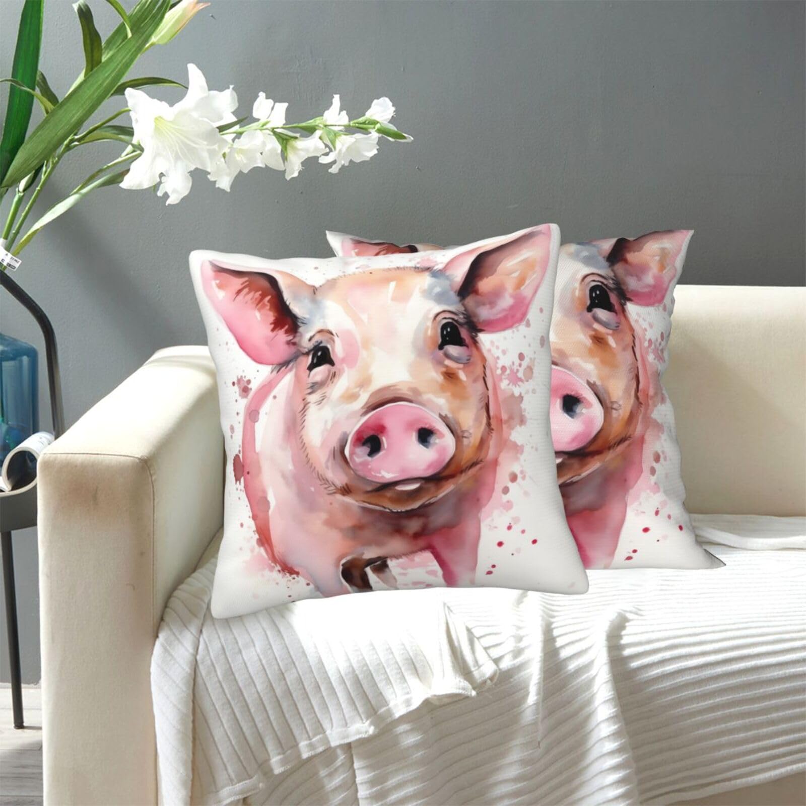 FekiLoot Decorative Throw Pillow Covers Modern Farmhouse Pillowcase Double Sided Cozy Cushion Cover for Sofa Couch Bed 20"X20" Smiling